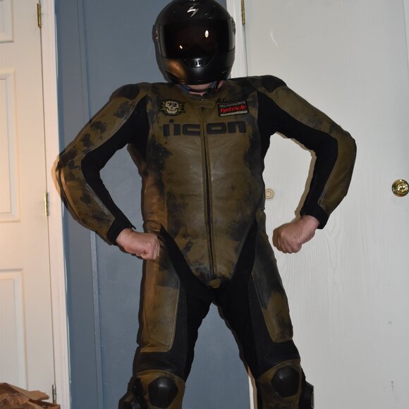 Icon Hypersport Battlescar leather motorcycle 🏍 suit size US 46/ EURO56 - Picture 16 of 16